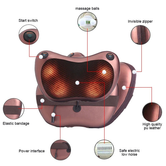 Coussin Masseur 8D Bidirectionnel avec Chaleur