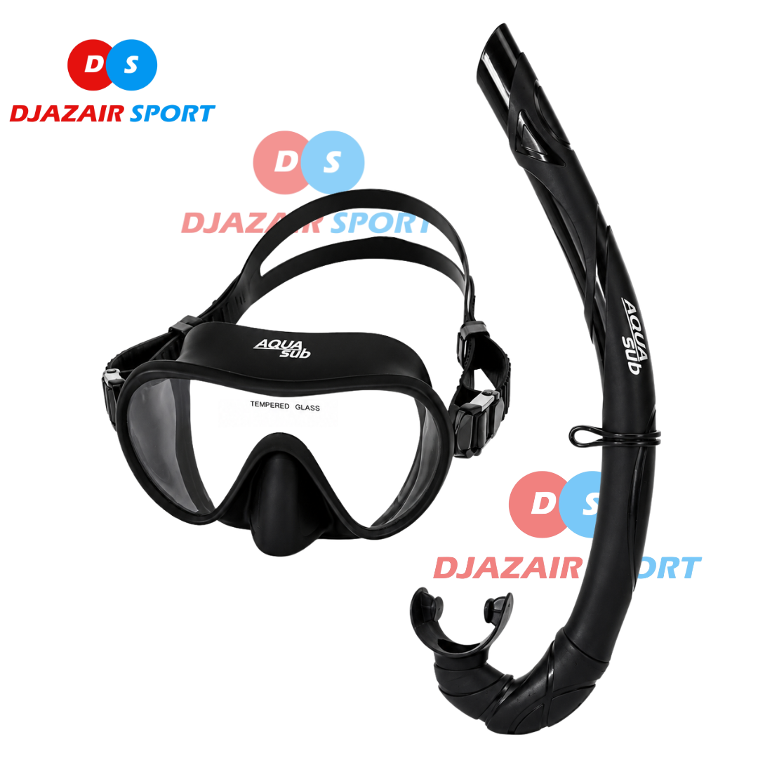 Ensemble Masque + Tuba AquaSub Silicone Avec Pochette Noir M133 REF-6821