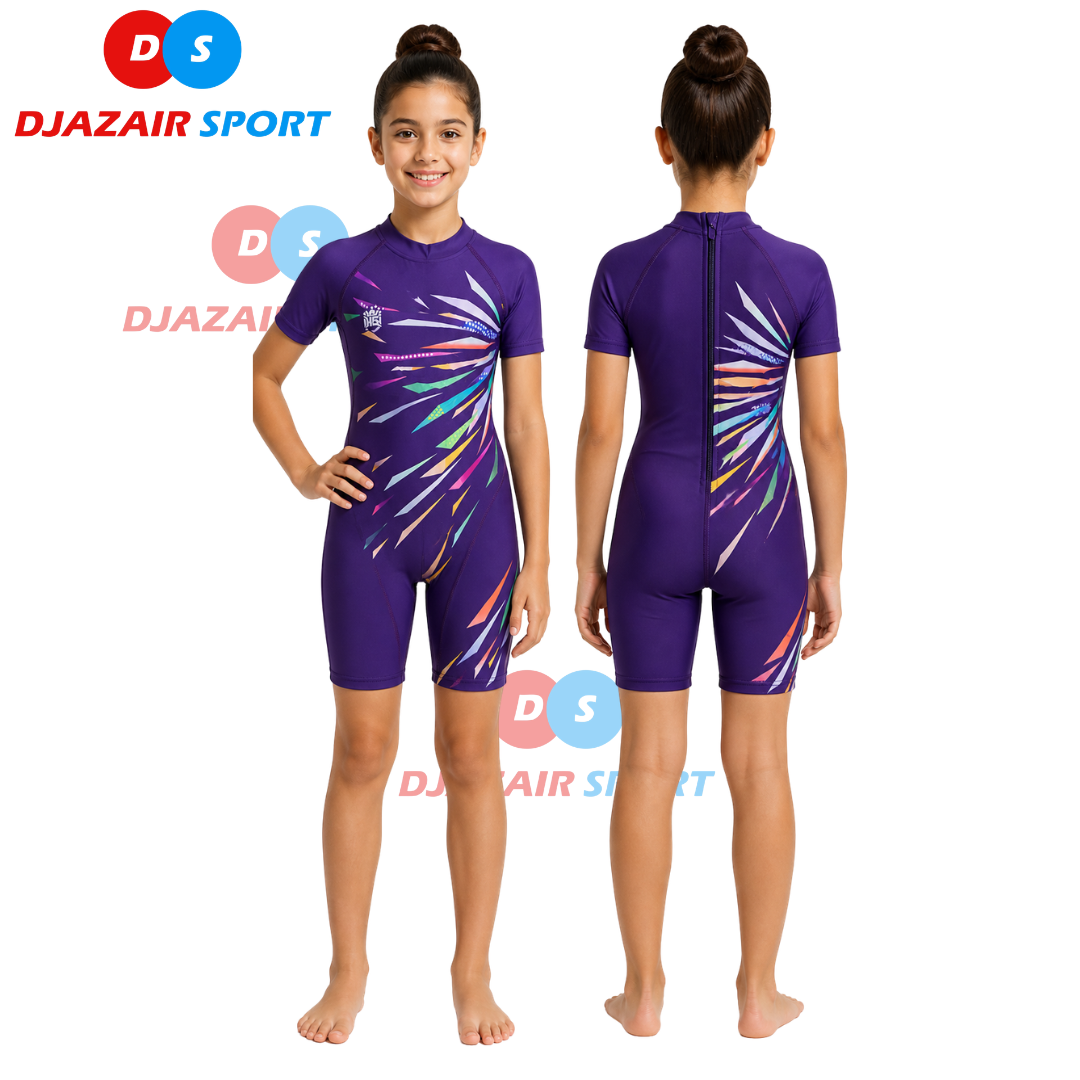 Maillot Combinaison Natation Fillette "Violet Étoilé" REF-6722