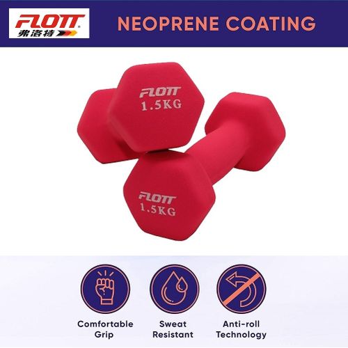 Flott Haltères Hexagonale en Néoprène 2 Pcs x 1.5 Kg