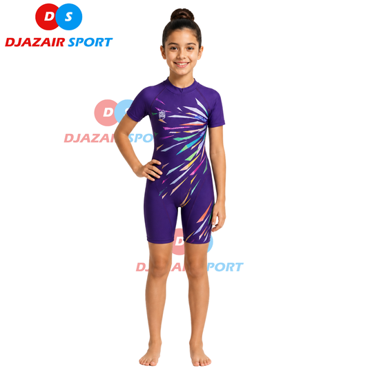 Maillot Combinaison Natation Fillette "Violet Étoilé" REF-6722
