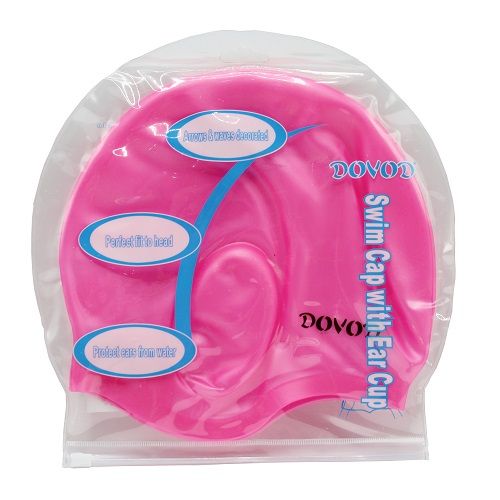 Dovod Bonnet De Natation En Silicone, Avec Protection des Oreilles-Rose-