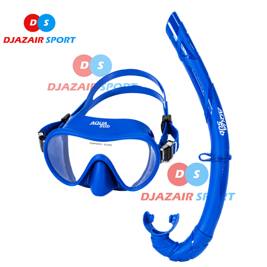 Ensemble Masque + Tuba AquaSub Silicone Avec Pochette Bleu M133 REF-6821