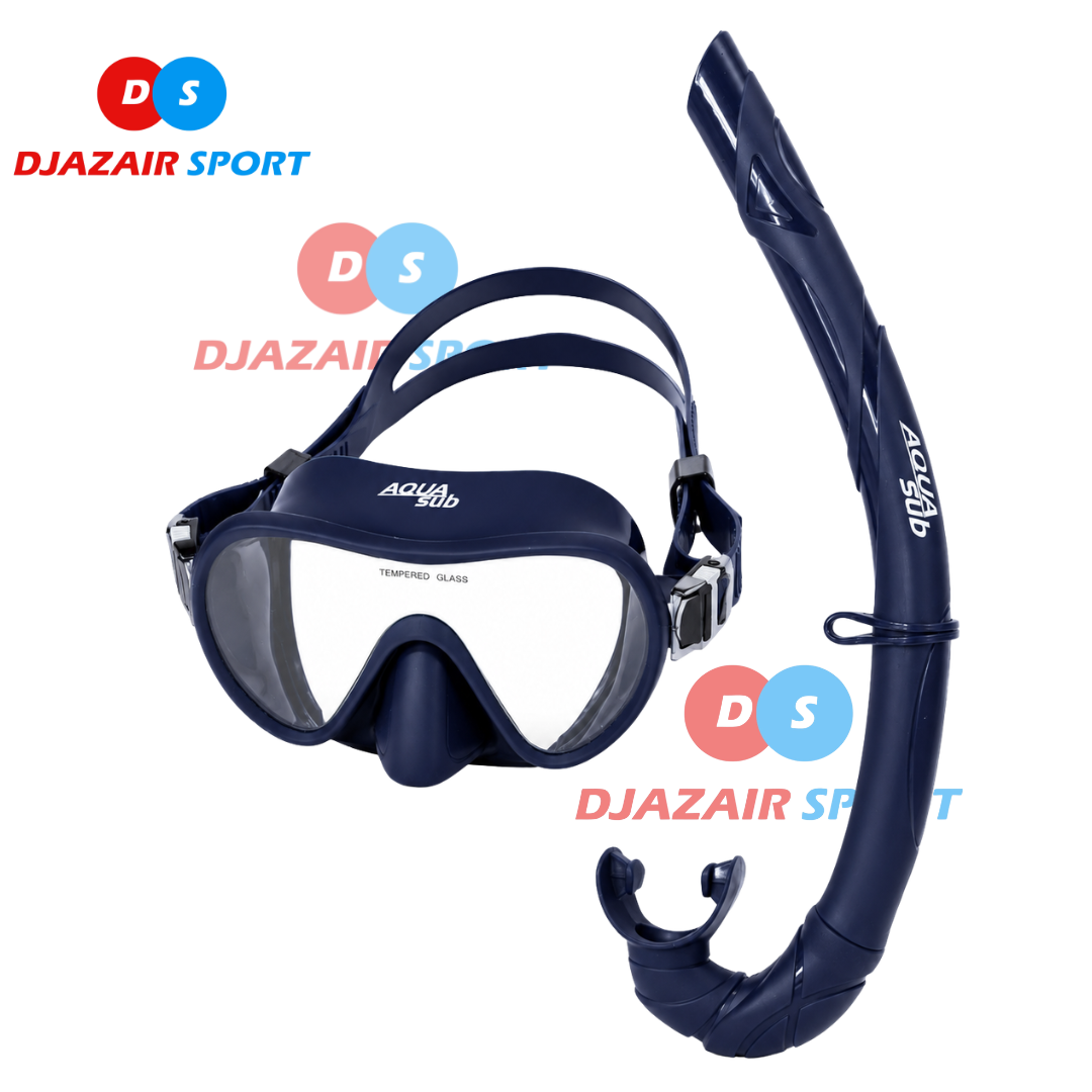 Ensemble Masque + Tuba AquaSub Silicone Avec Pochette Bleu Nuit M133 REF-6821
