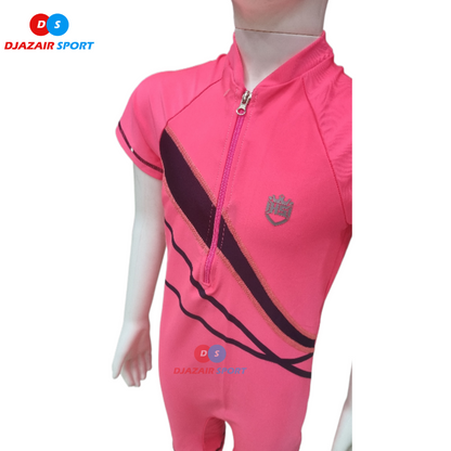 Maillot Combinaison Pour Fillette Rose Fluo, Anti UV ملابس السباحة للبنات