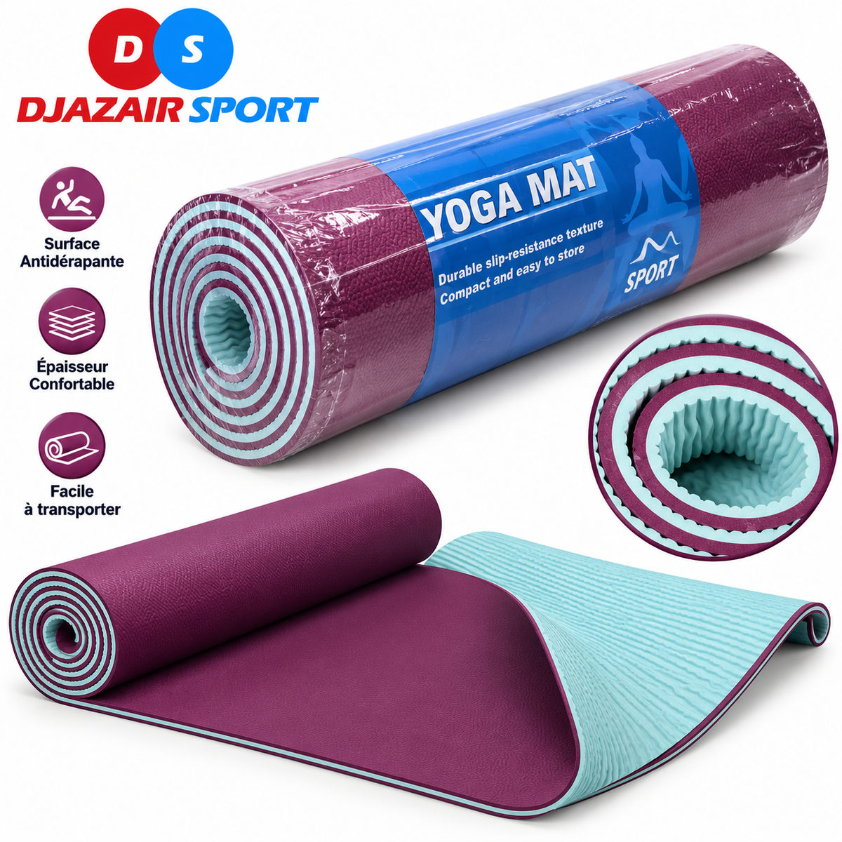 Tapis De Yoga Épais  TPE 6MM (173CMX61CM) REF-1368