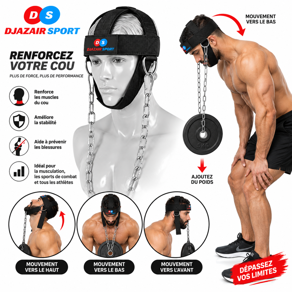 Harnais De Tête Pour Muscler Son Cou REF-04025