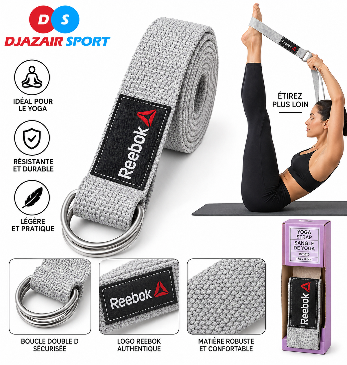 Sangle De Yoga Reebok 175 Cm Ajustable RSYG-16023