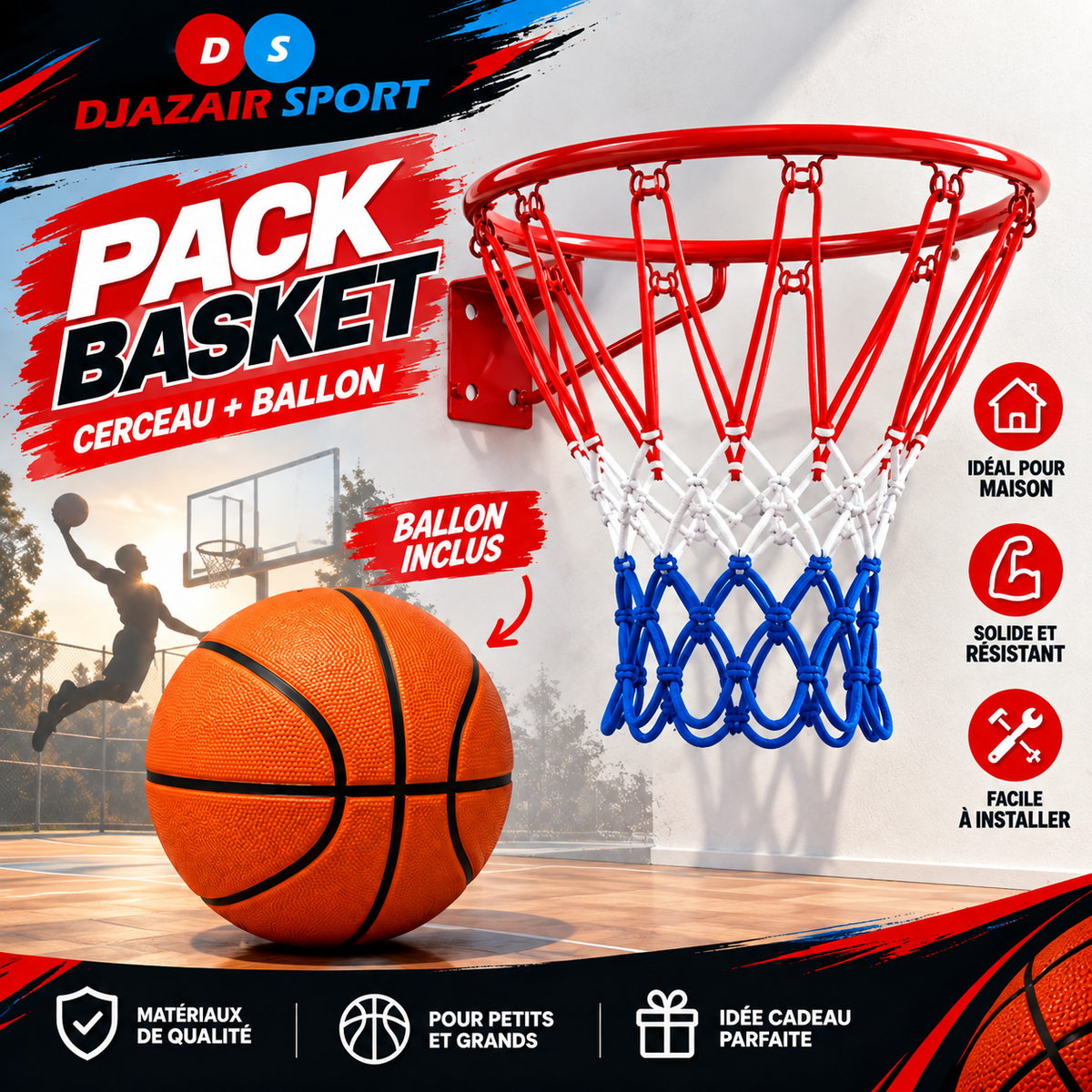 Pack Panier De Basket-Ball Avec Ballon N°5 REF-PACK14