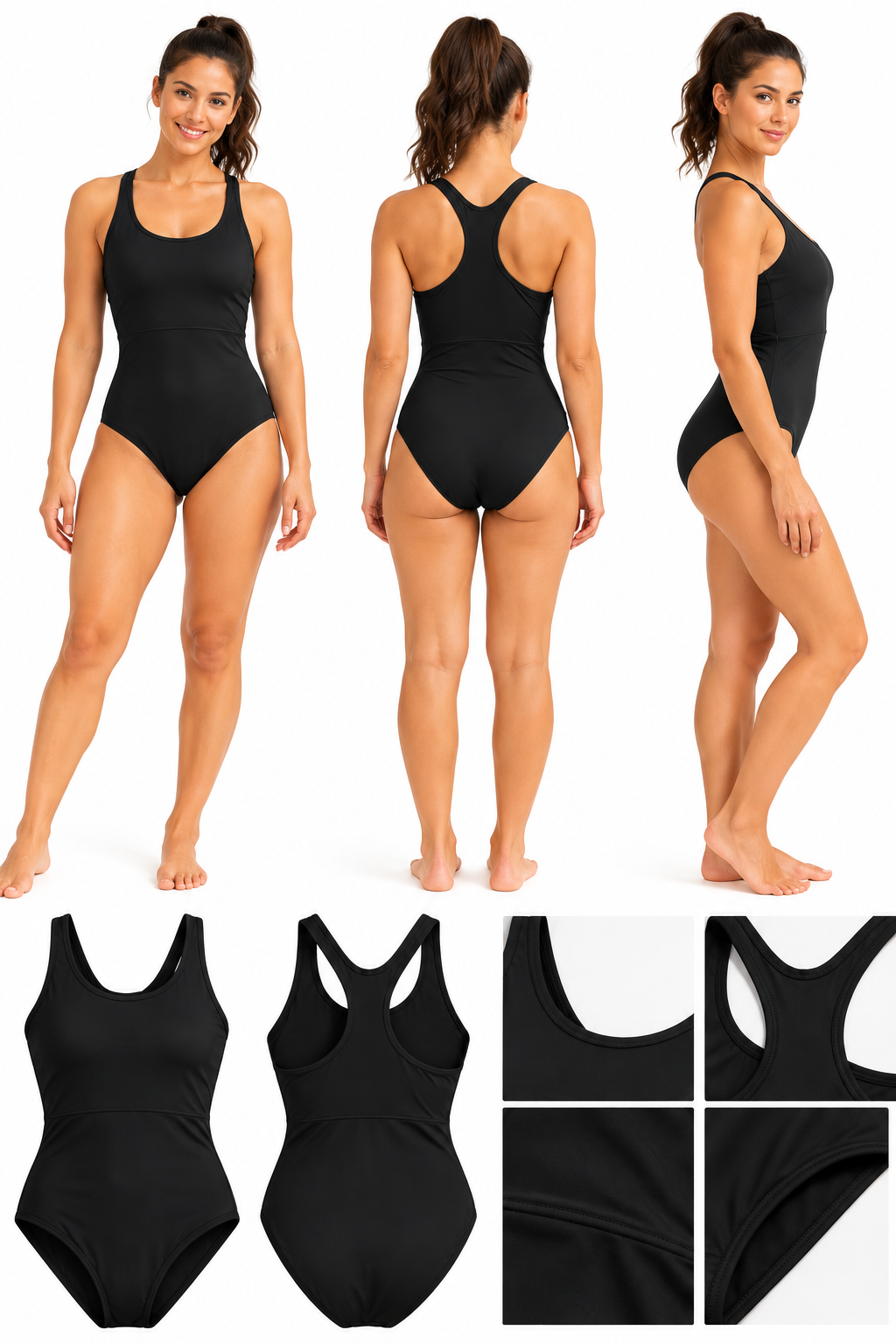 Maillot De Bain Femme 1 pièce Natation Nabaiji NOIR CC107996