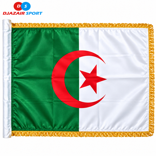 Drapeaux Algérie Avec Franges dorées 150 cm X 90 cm REF-07008