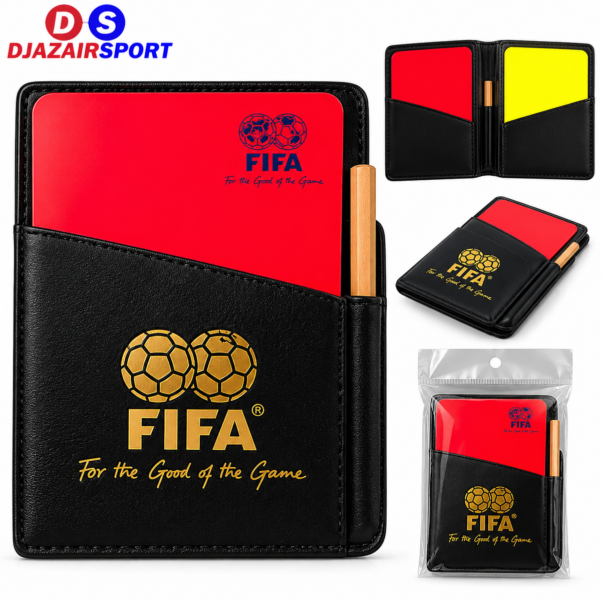 Jeu De Cartes D'arbitre De Football, Carte Rouge, Carte Jaune Avec Pochette Et Crayon