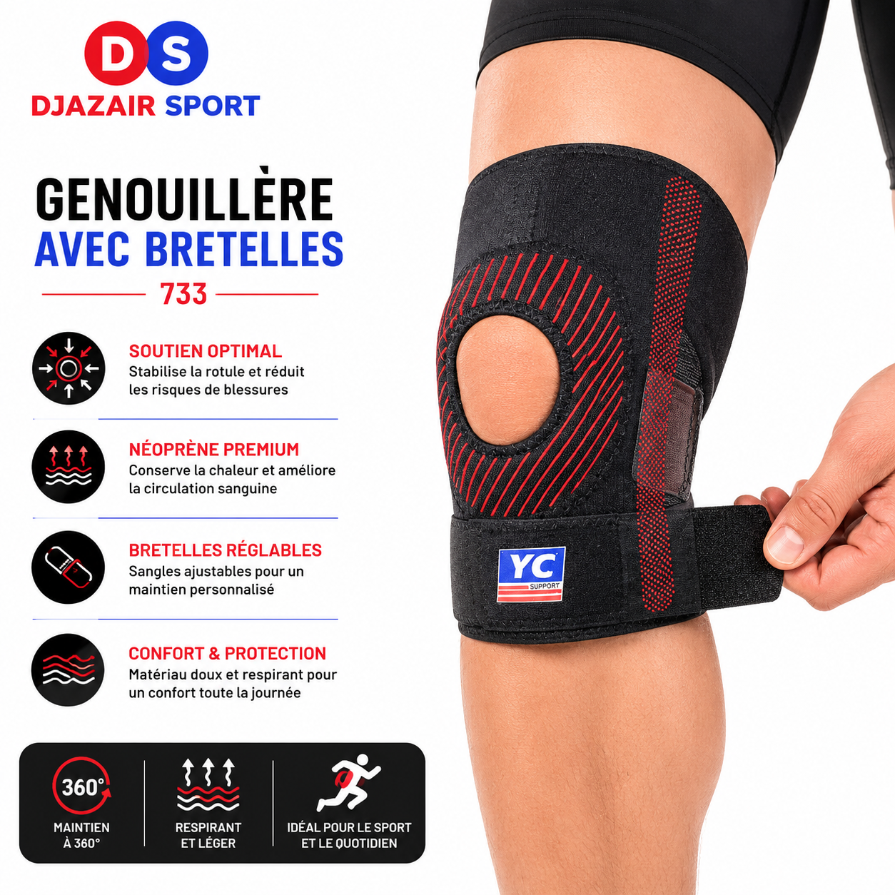 Genouillère avec Bretelles – YC Support 733