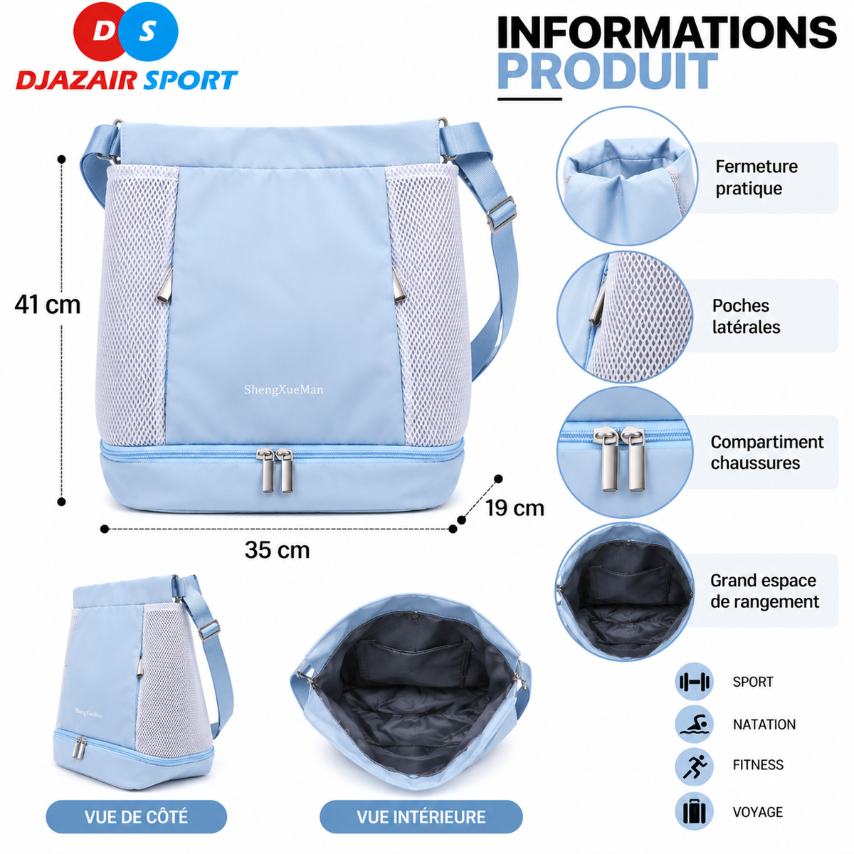 Sac à Dos, 2 Compartiments, Tendance, Sport, Imperméable REF-03003