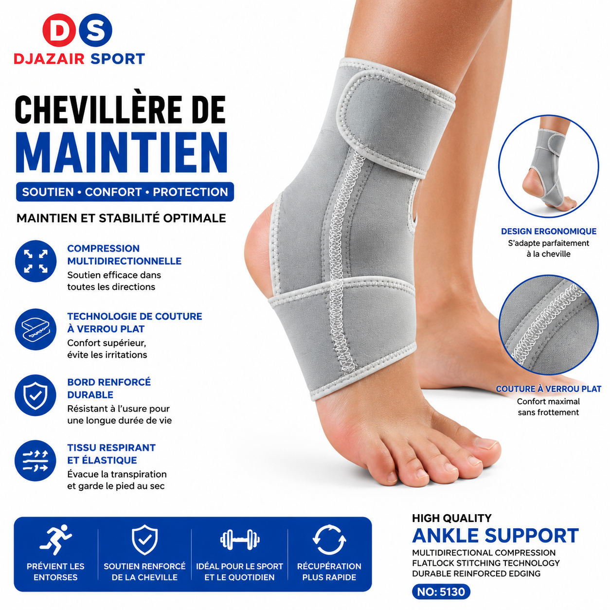 Chevillère de Maintien High Quality Ankle Support NO:5130