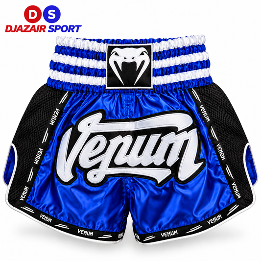Short Kick Boxing Muay Thai Venum Brodé BLEU REF-8941