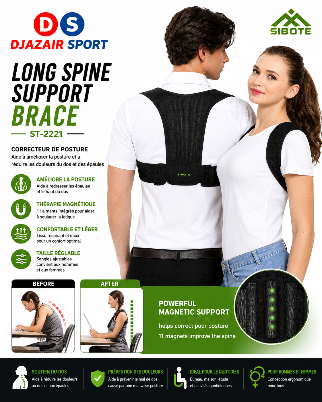 Long Spine Support Brace Correcteur de Posture ST-2221