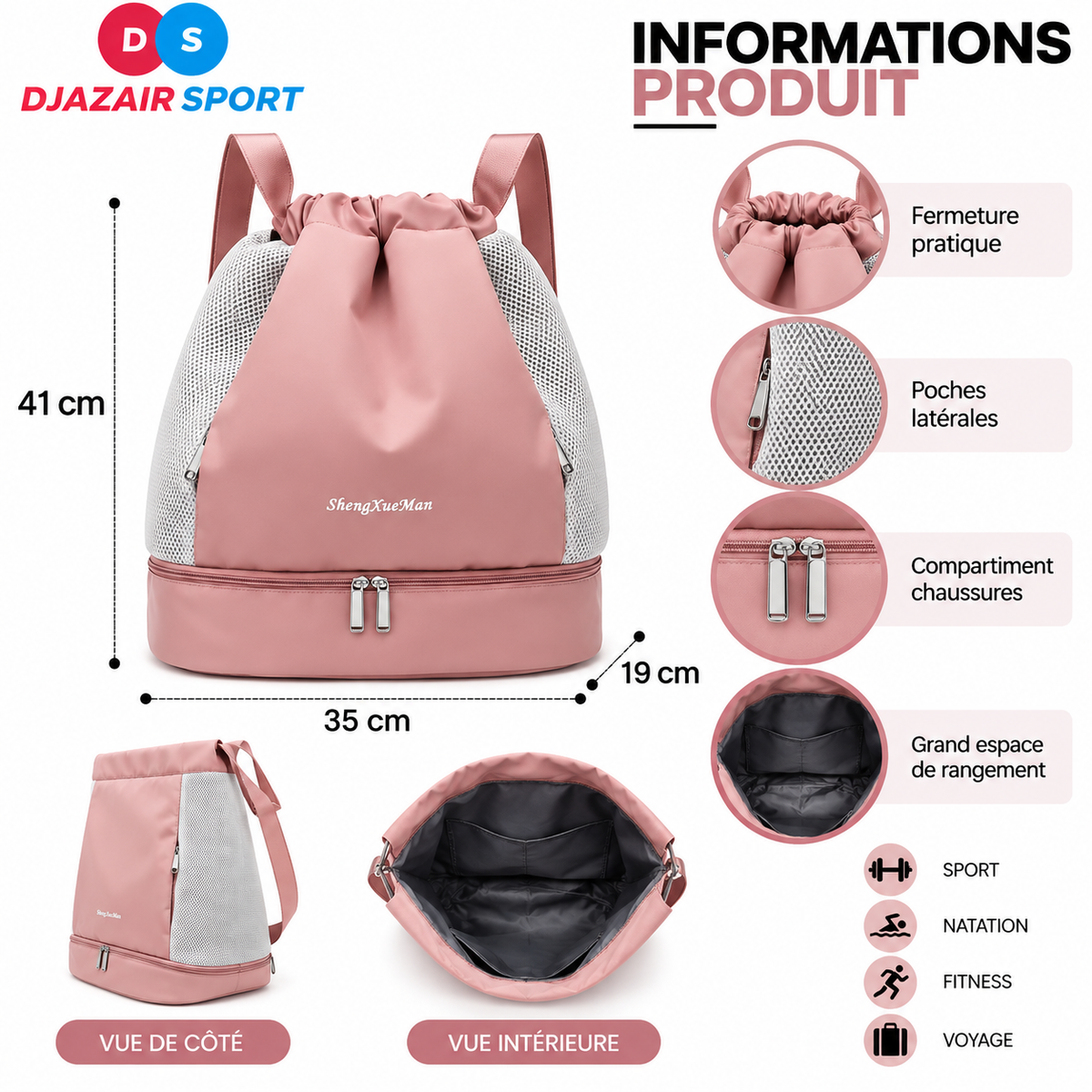 Sac à Dos, 2 Compartiments, Tendance, Sport, Imperméable REF-03003