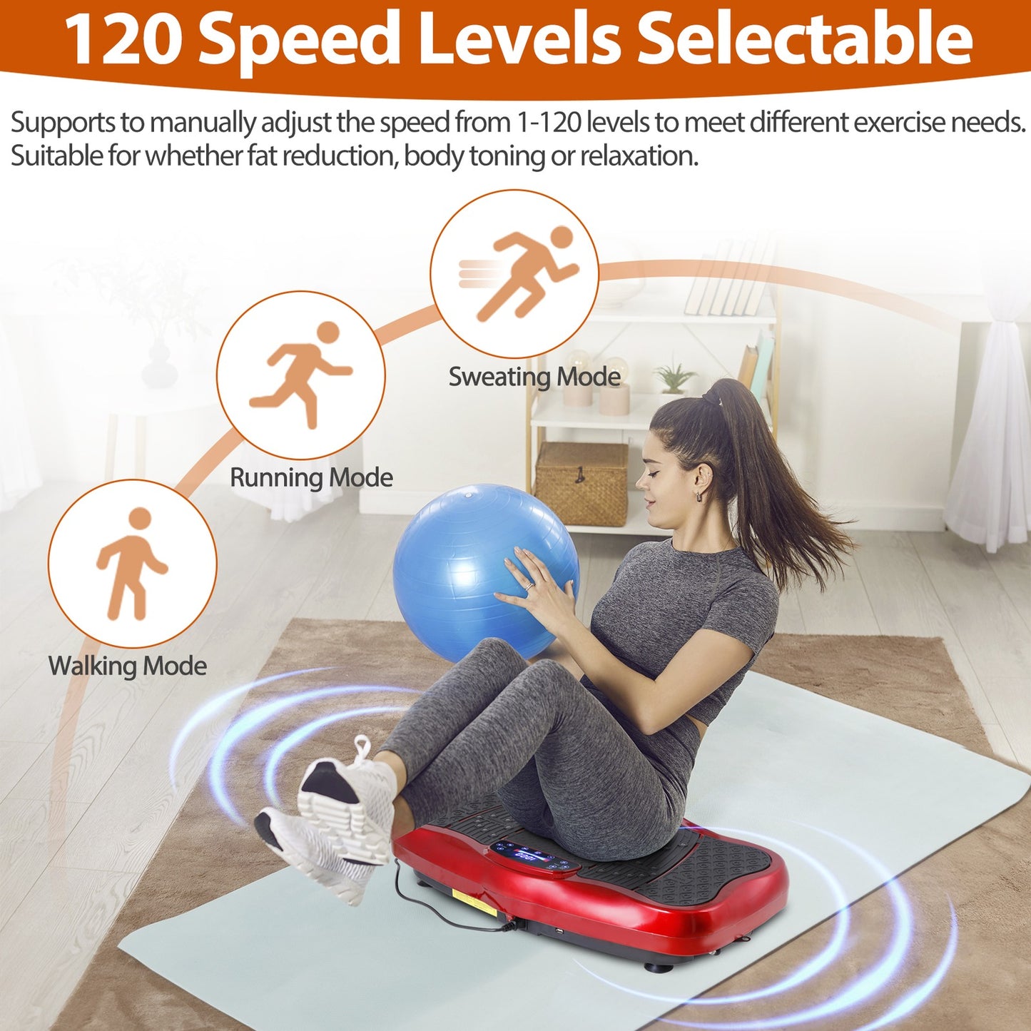 Plateforme Vibrante Fitness 120 Vitesses Bluetooth