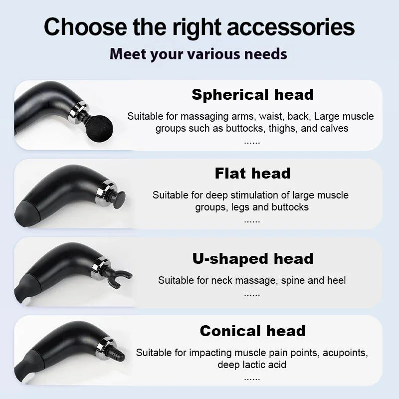 Massage Gun Col de Cygne Flexible 4 Têtes USB-C