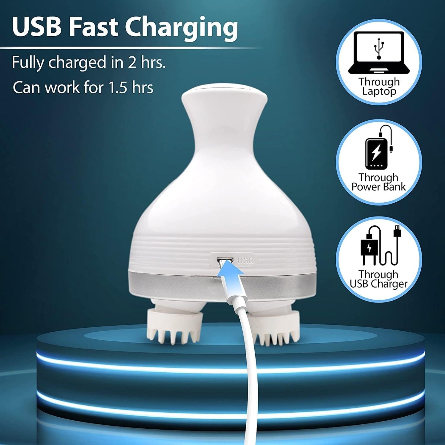 Masseur de Cuir Chevelu Électrique 4 Têtes Rotatives