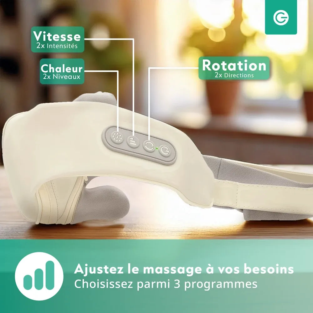 Masseur Cervical Shiatsu Écharpe 6 Points Chaleur 30-38°C