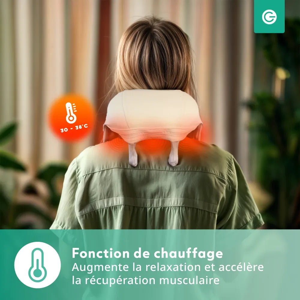 Masseur Cervical Shiatsu Écharpe 6 Points Chaleur 30-38°C