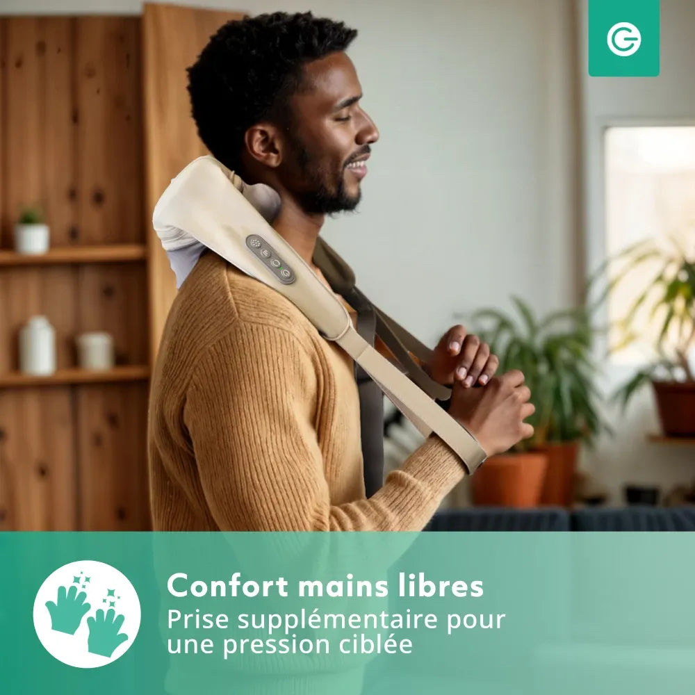 Masseur Cervical Shiatsu Écharpe 6 Points Chaleur 30-38°C