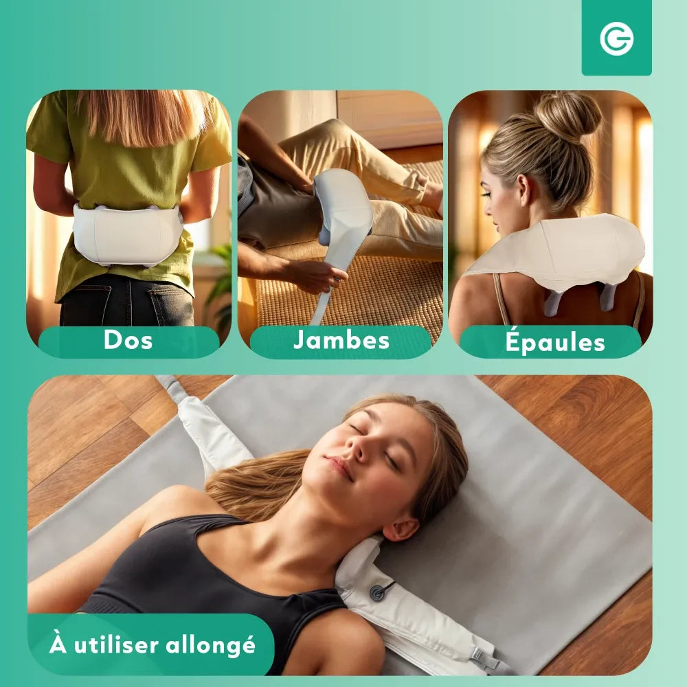 Masseur Cervical Shiatsu Écharpe 6 Points Chaleur 30-38°C