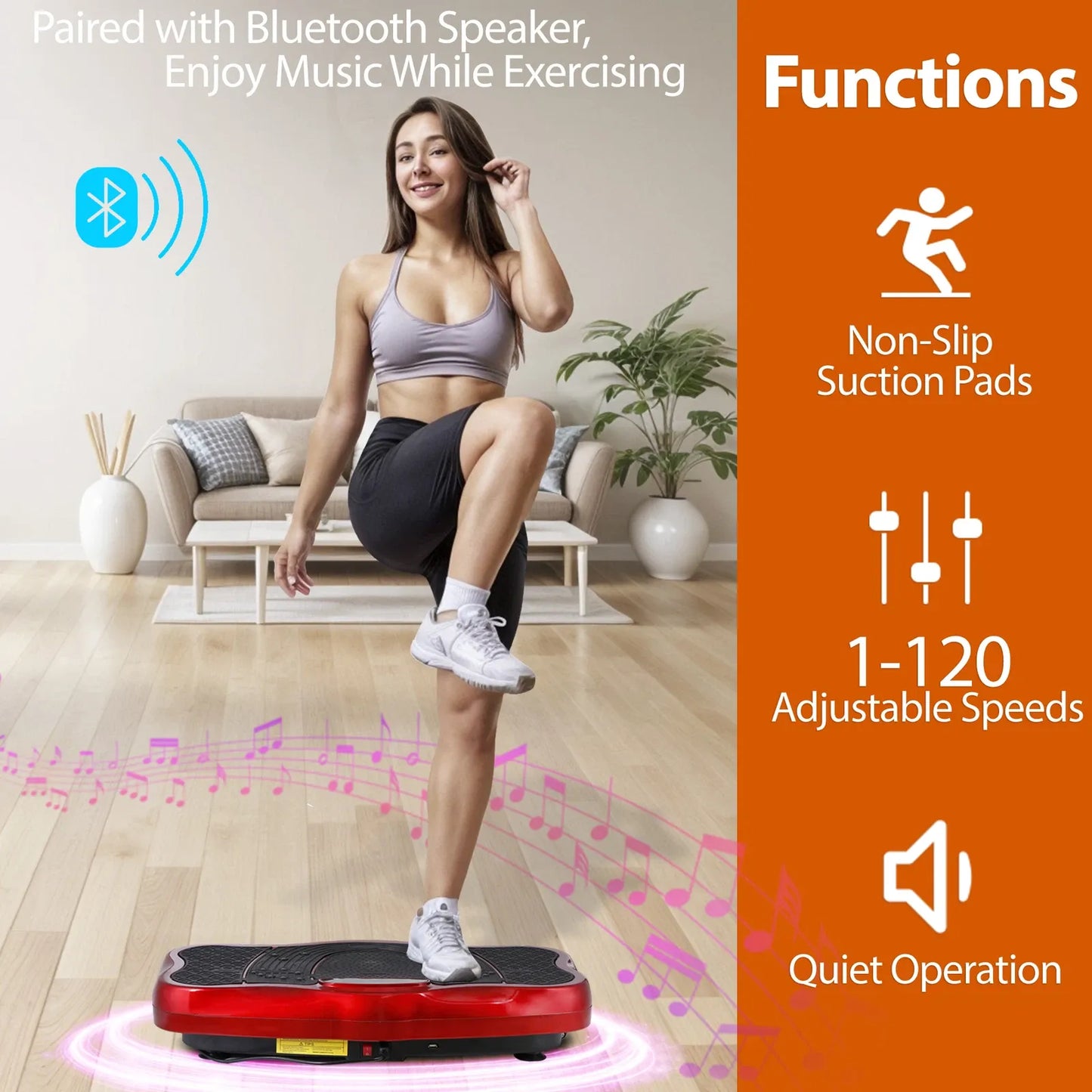 Plateforme Vibrante Fitness 120 Vitesses Bluetooth