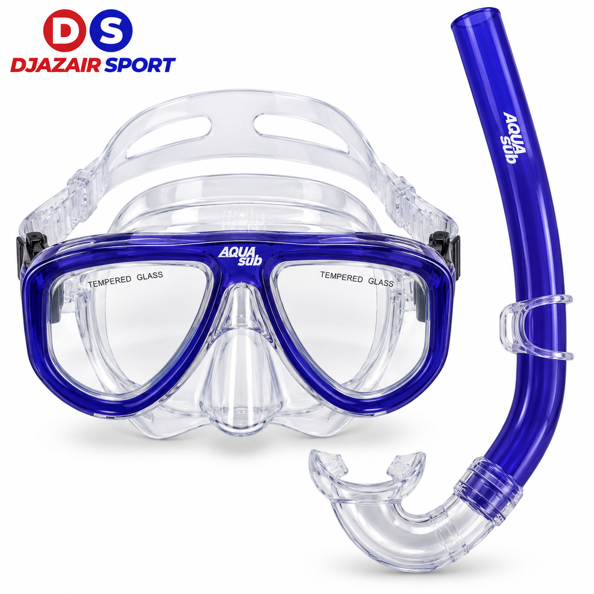 Kit Plongée Masque ANTI-BUÉE Et Tuba Valve Simple AQUA SUB Bleu REF-6816
