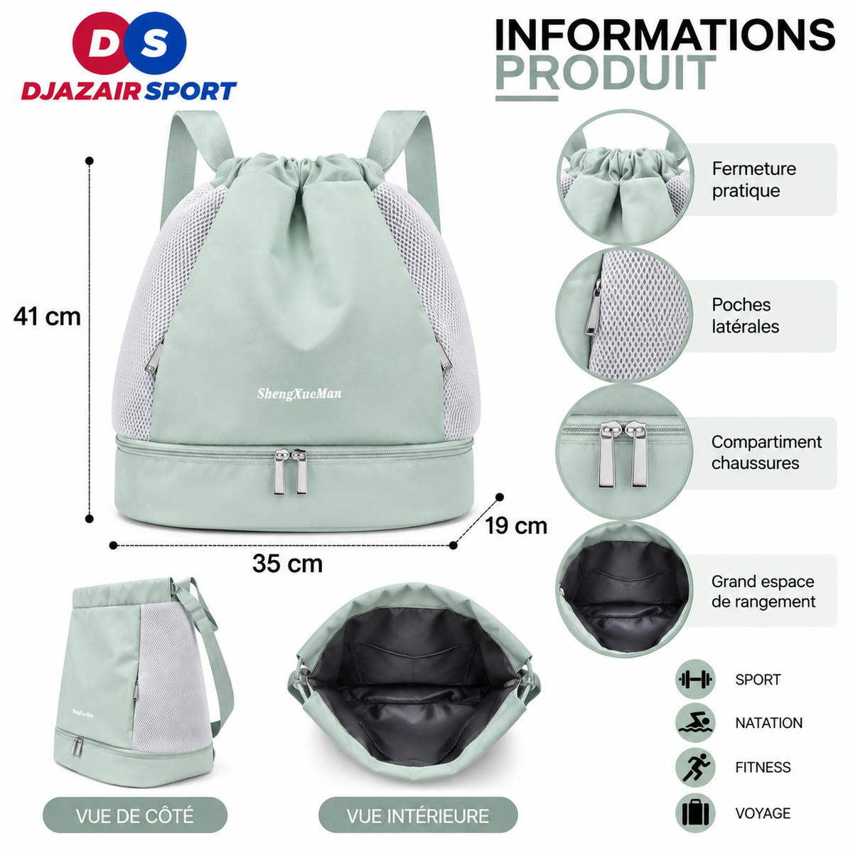 Sac à Dos, 2 Compartiments, Tendance, Sport, Imperméable REF-03003