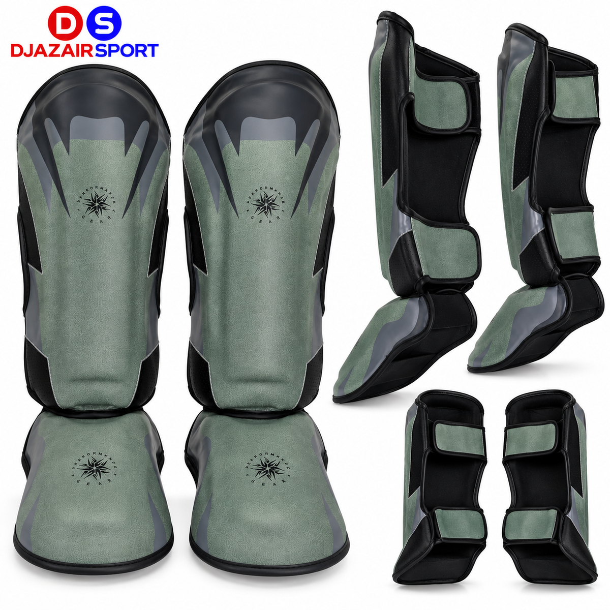 Protège Tibia Compétition Kick Boxing Venum VERT TITAN REF-4054