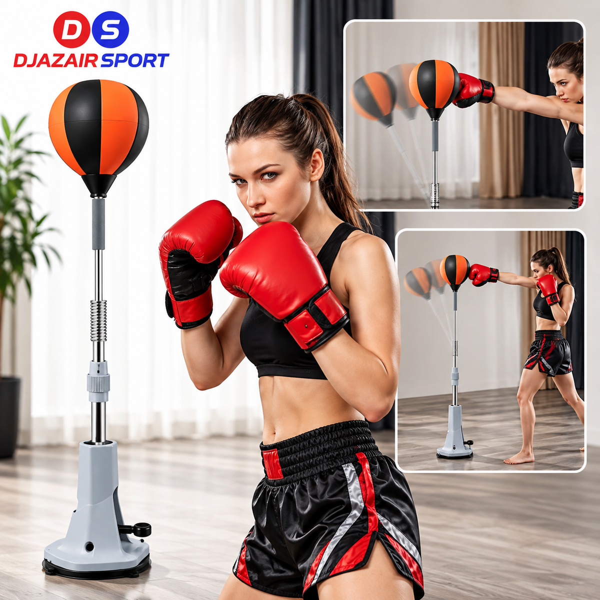 Punchingball  A Ventouse Réglable En hauteur De 1.35 Cm a 1.55 Cm REF-02025