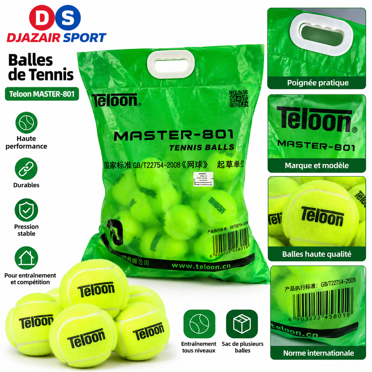 Balle De Tennis De Champ 60 Pcs MASTER-801