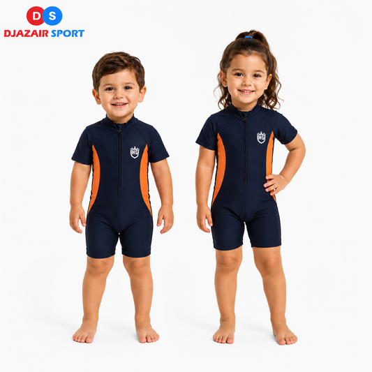 Maillot Natation Combinaison Enfant Trait Orange "Apex" REF-1166
