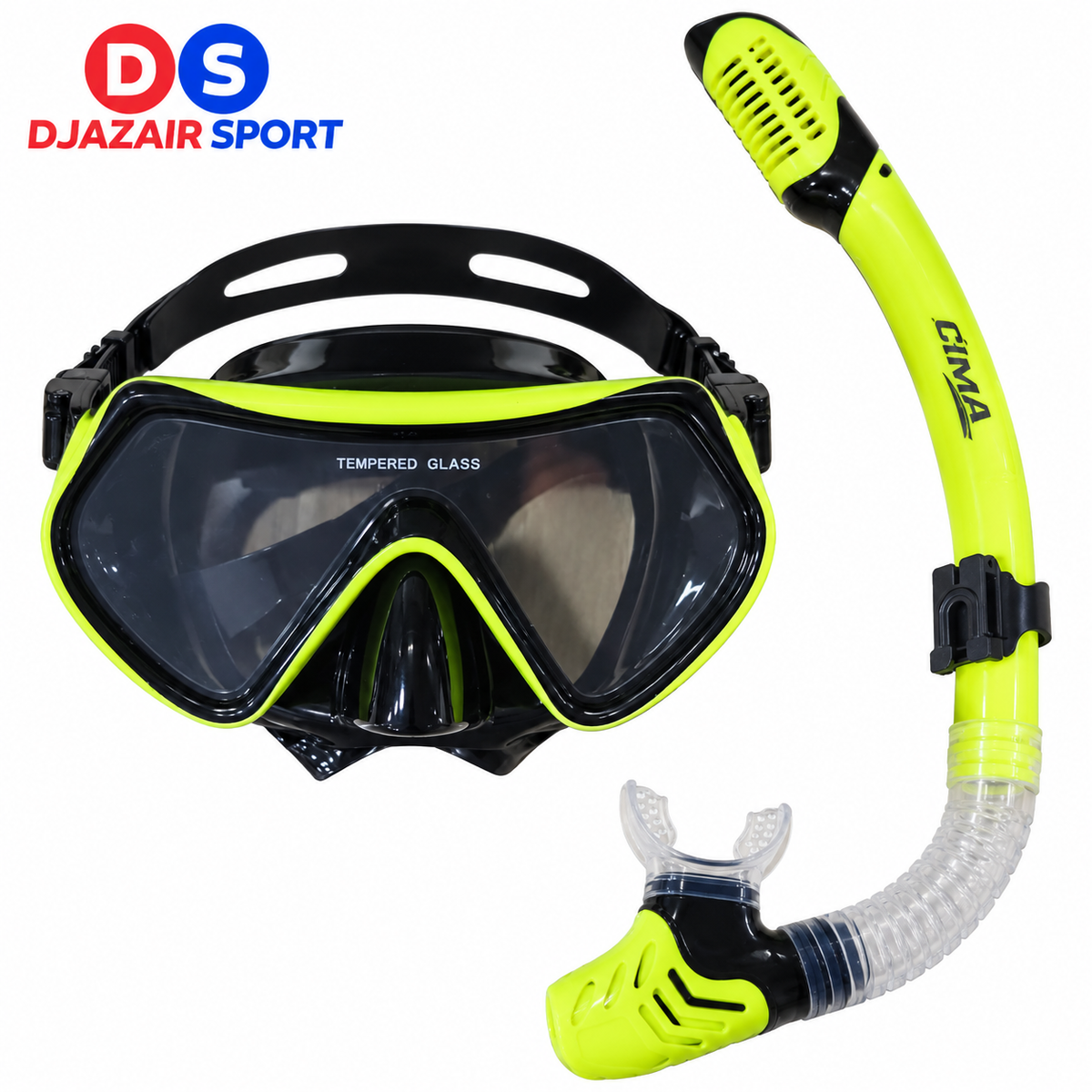 Kit Plongée Masque ANTI-BUÉE Et Tuba Vert Fluo CIMA REF-6817